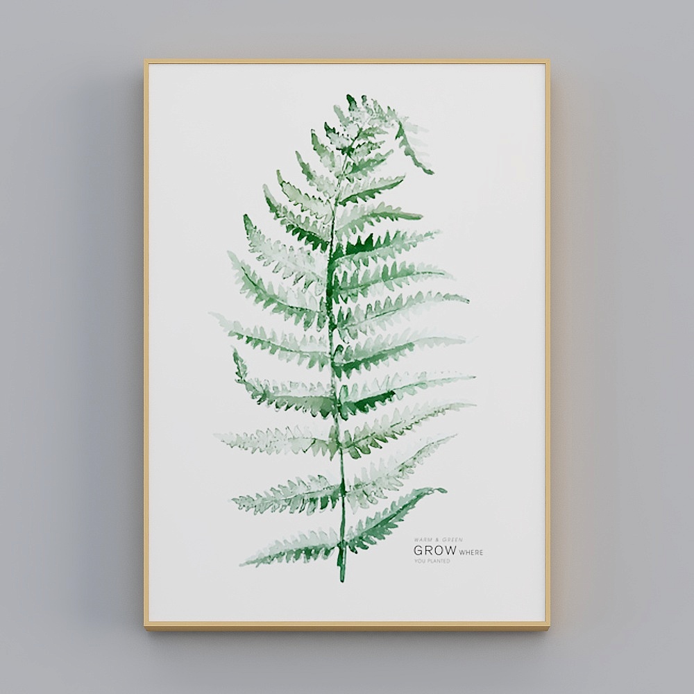 海龙红-ins风北欧风-客厅卧室玄关装饰画-简约叶子
