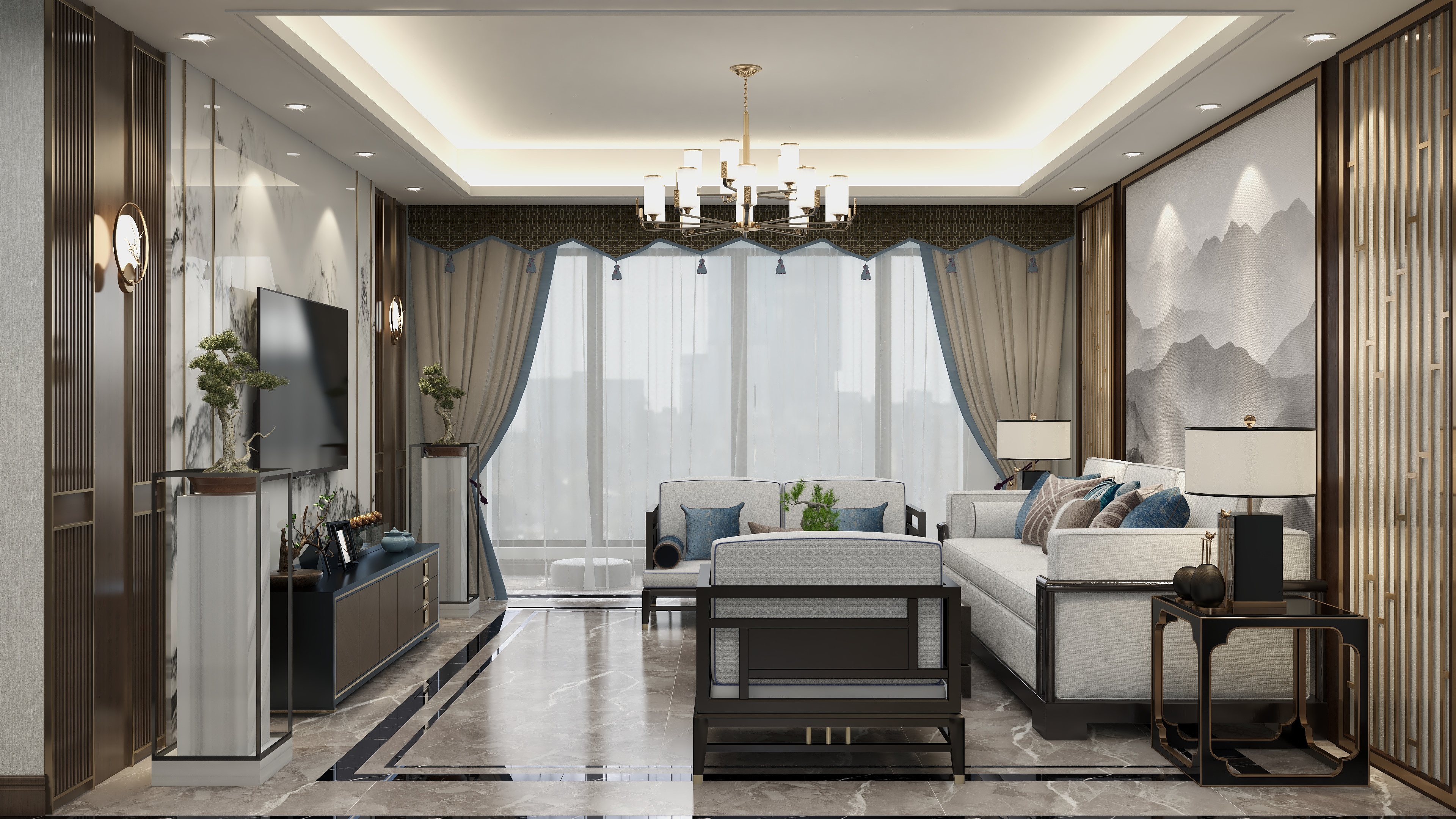 李佳洋-新中式-郑州永威五月花城装修效果图