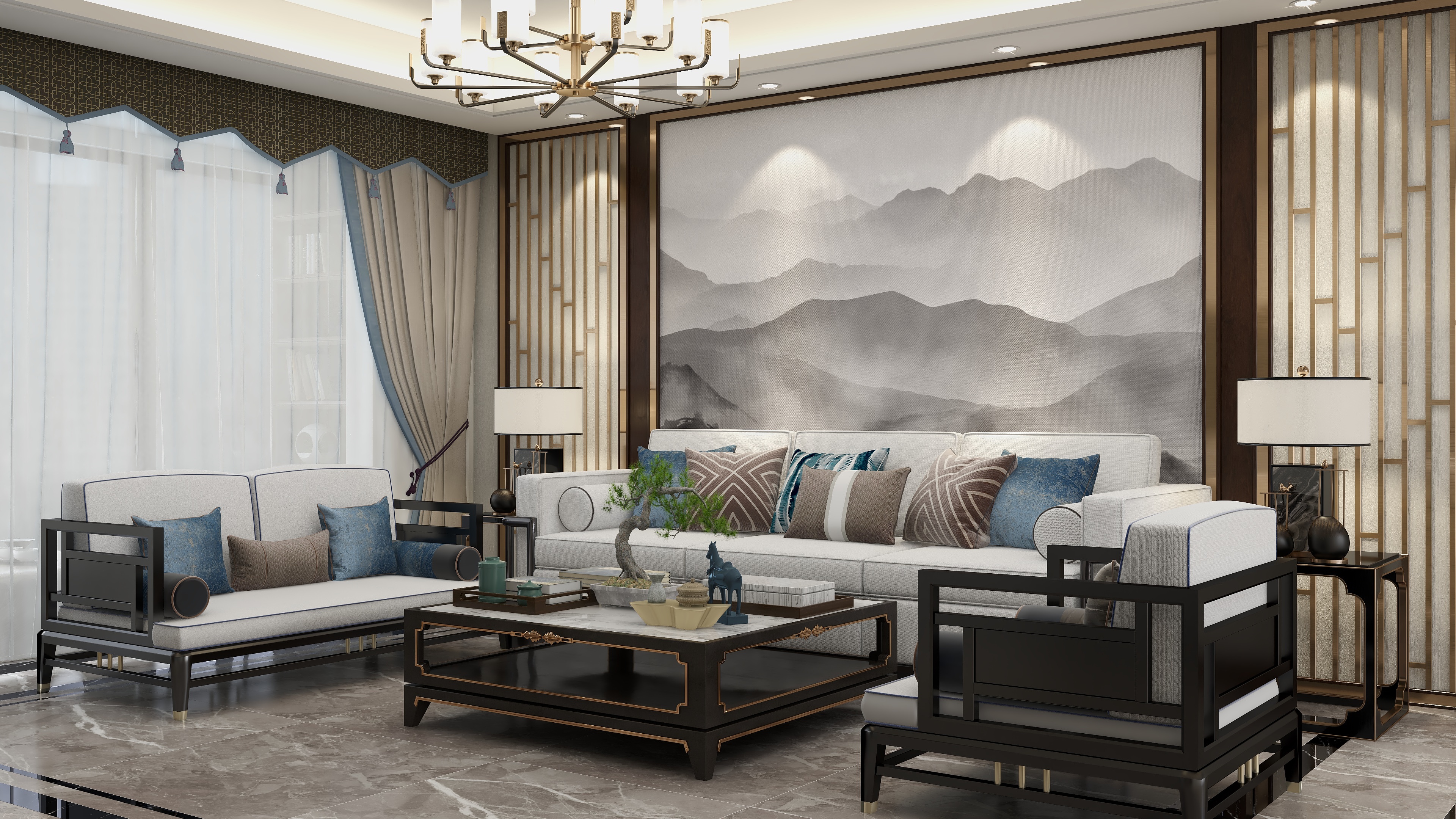 李佳洋-新中式-郑州永威五月花城装修效果图