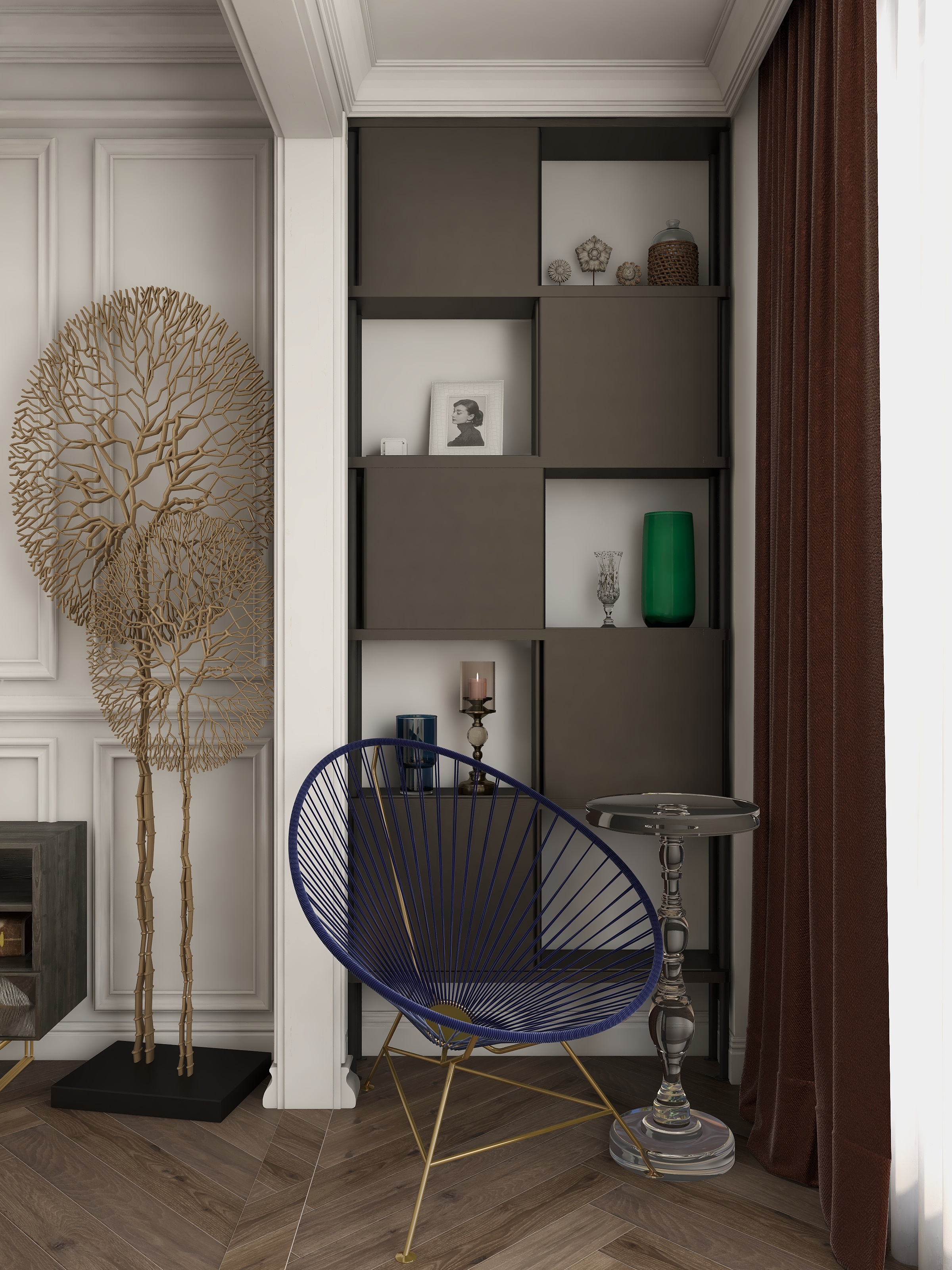 言色设计Lane-Pattern美式复古一层客厅阳台装修效果图第2张