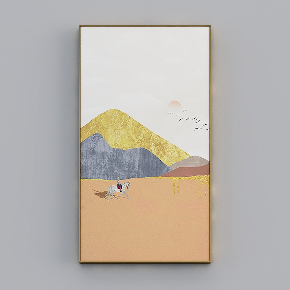 海龙红-现代风-客厅卧室玄关装饰画-青山清梦3D模型