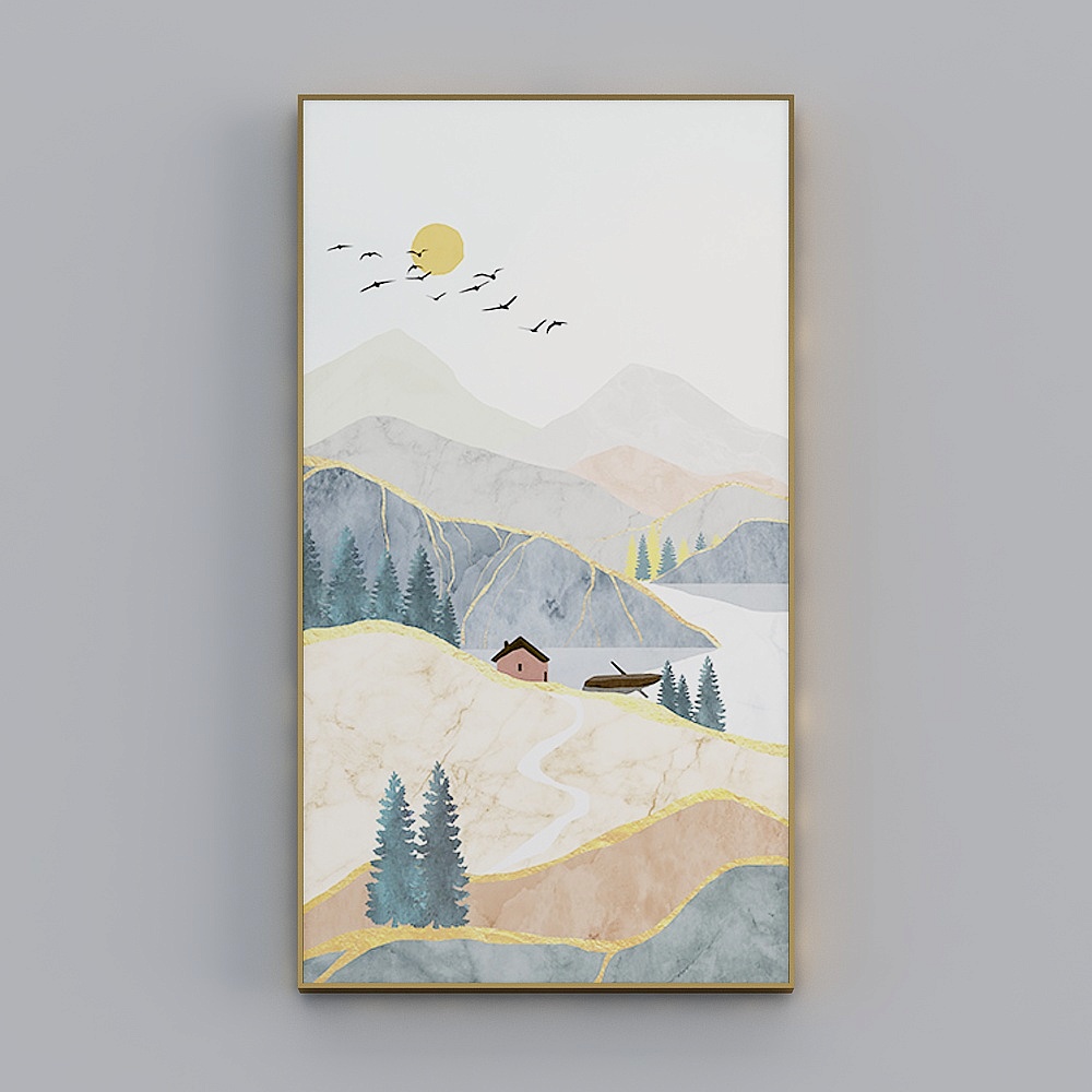 海龙红-现代风-客厅卧室玄关装饰画-青山清梦