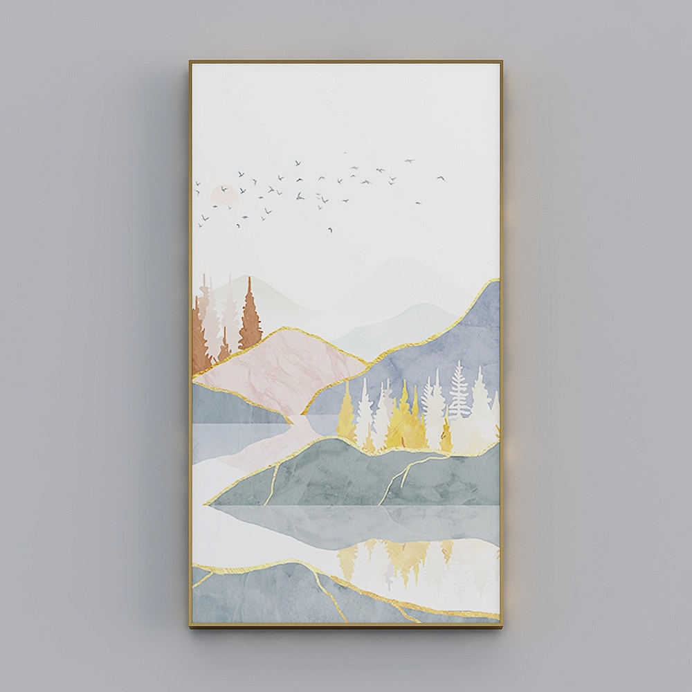 海龙红-现代风-客厅卧室玄关装饰画-青山清梦