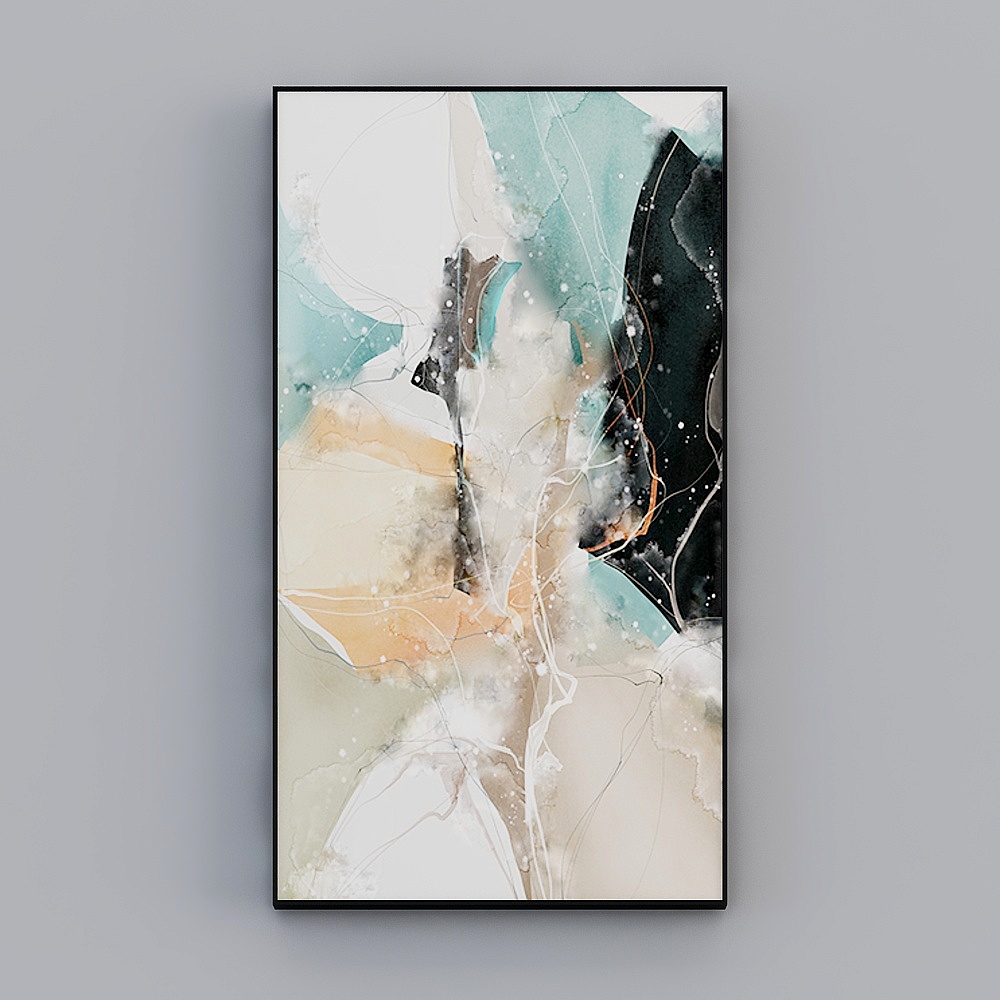 海龙红-现代风-玄关装饰画-抽象系3D模型