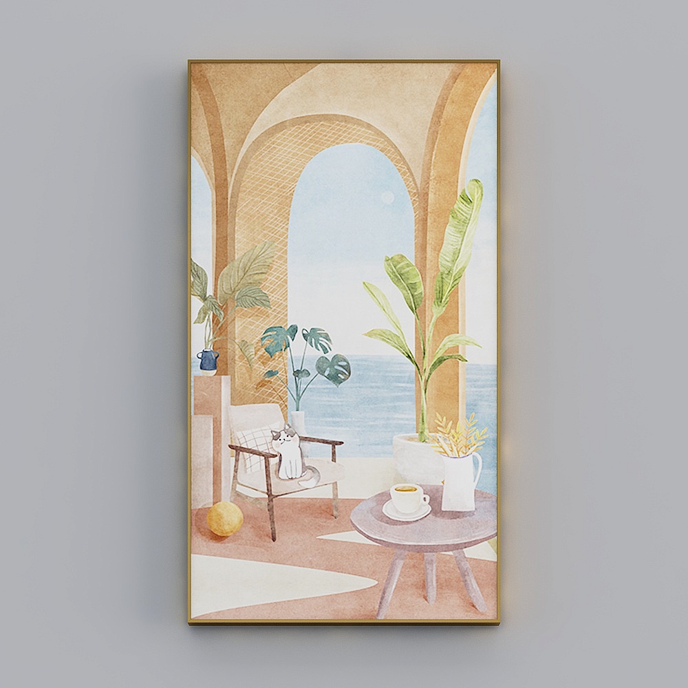 海龙红-北欧风-客厅卧室玄关装饰画-色彩空间