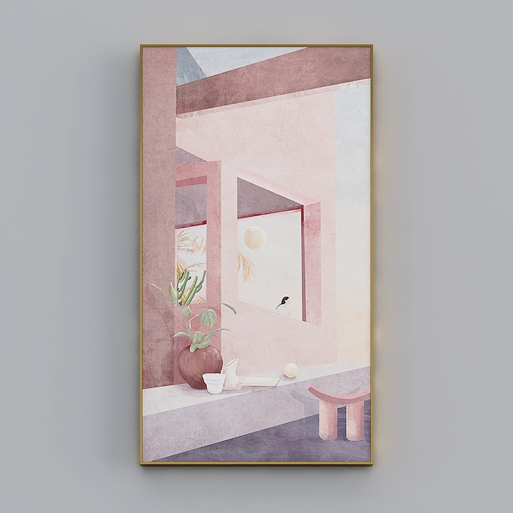 海龙红-北欧风-客厅卧室玄关装饰画-色彩空间