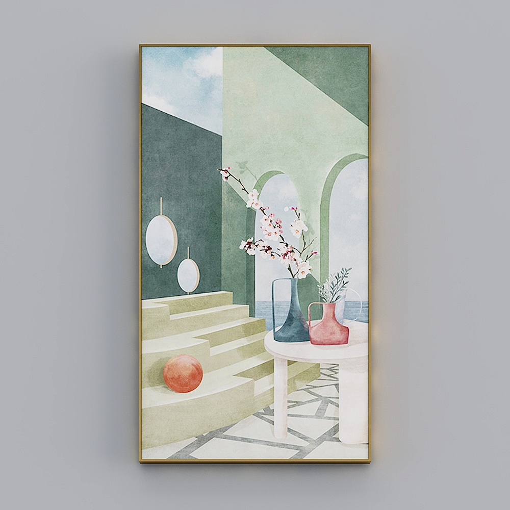 海龙红-北欧风-客厅卧室玄关装饰画-色彩空间