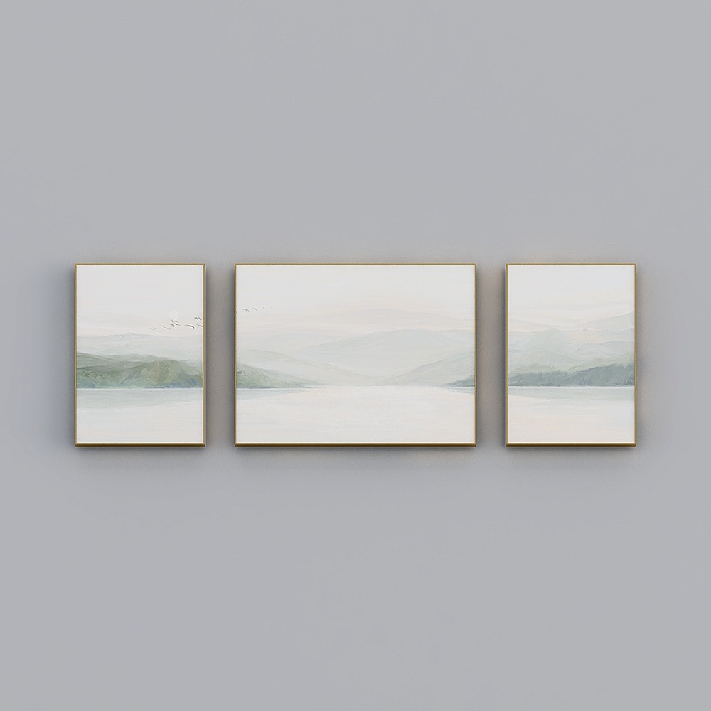 海龙红-北欧风-客厅卧室餐厅装饰画-山野3D模型