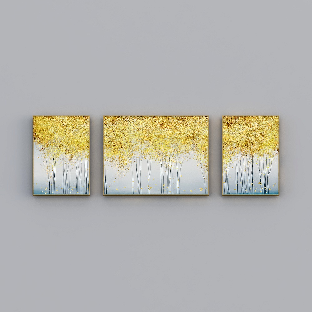 海龙红-现代风-客厅卧室餐厅挂画-弥金岁月3D模型