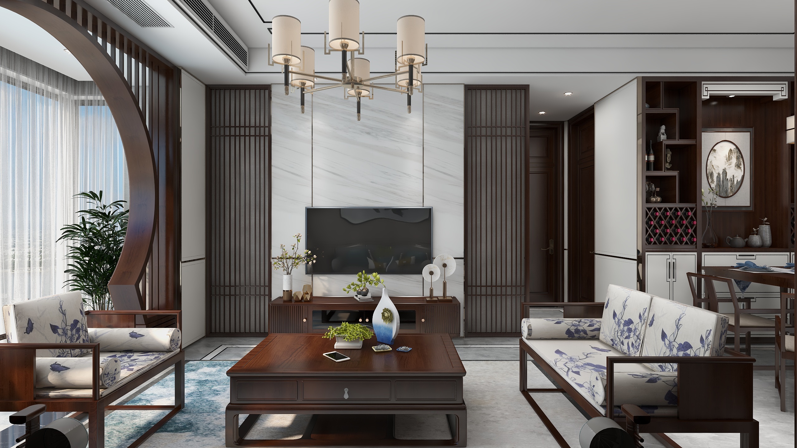 图唯空间-新中式-客餐厅-装修设计方案