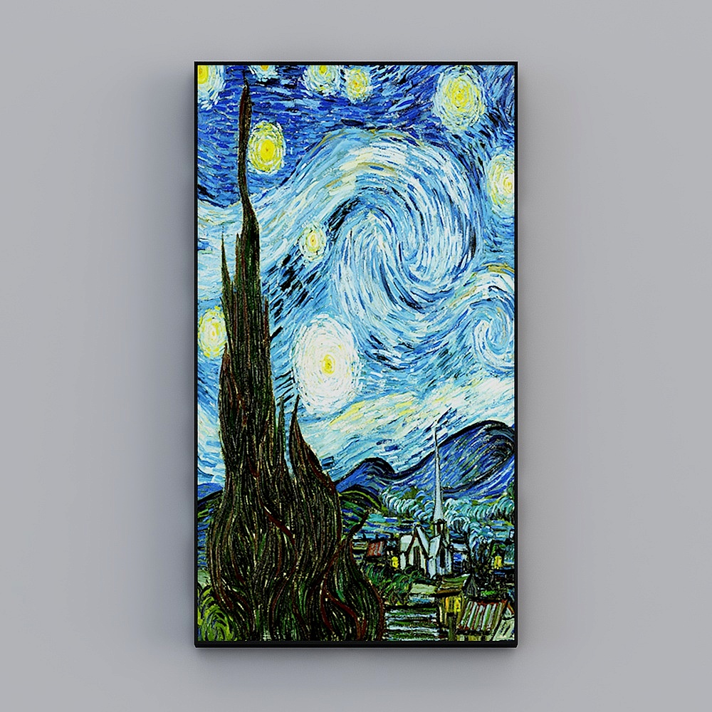 海龙红-现代风-客厅玄关装饰画-梵高名画3D模型