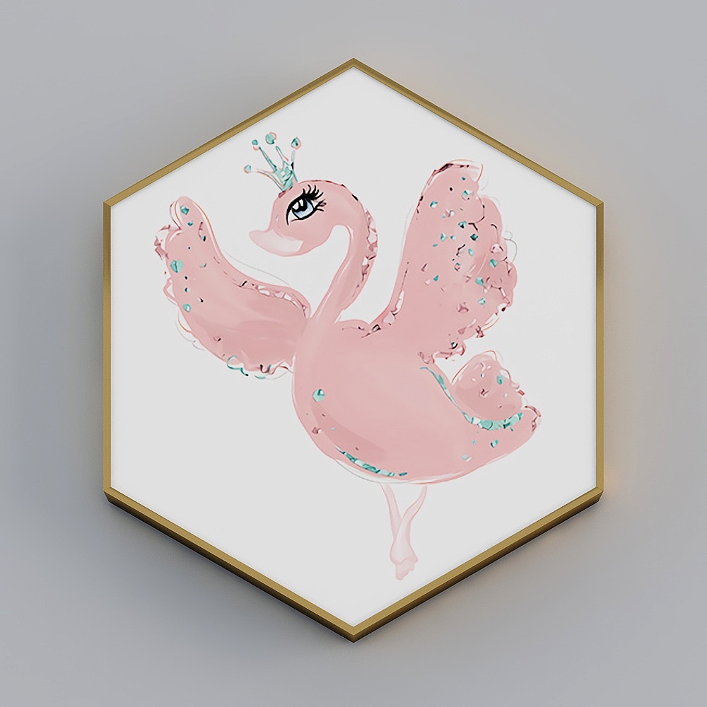 海龙红-北欧ins风-儿童卧室装饰画-梦幻芭蕾3D模型