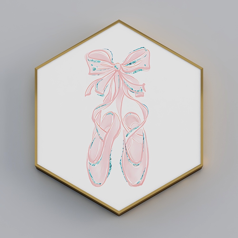 海龙红-北欧ins风-儿童卧室装饰画-梦幻芭蕾3D模型