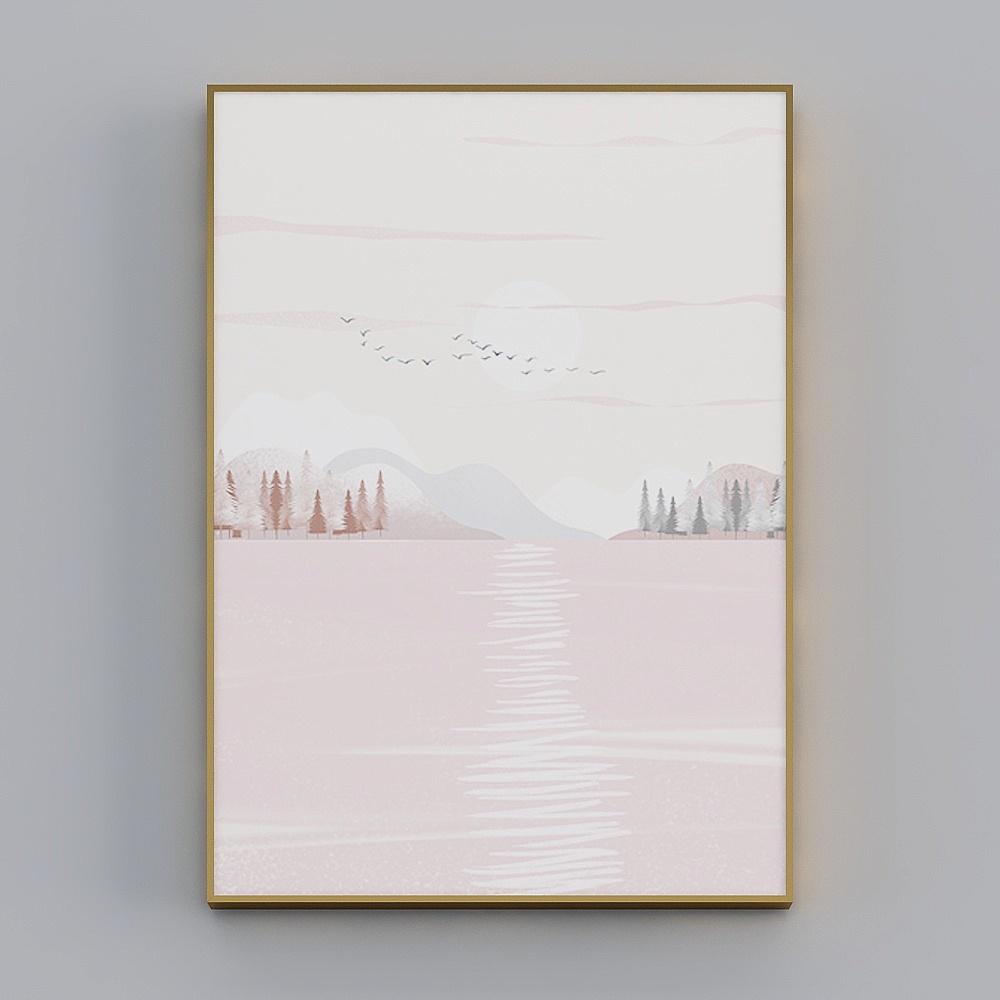 海龙红-北欧风-客厅卧室玄关装饰画-人间四季3D模型