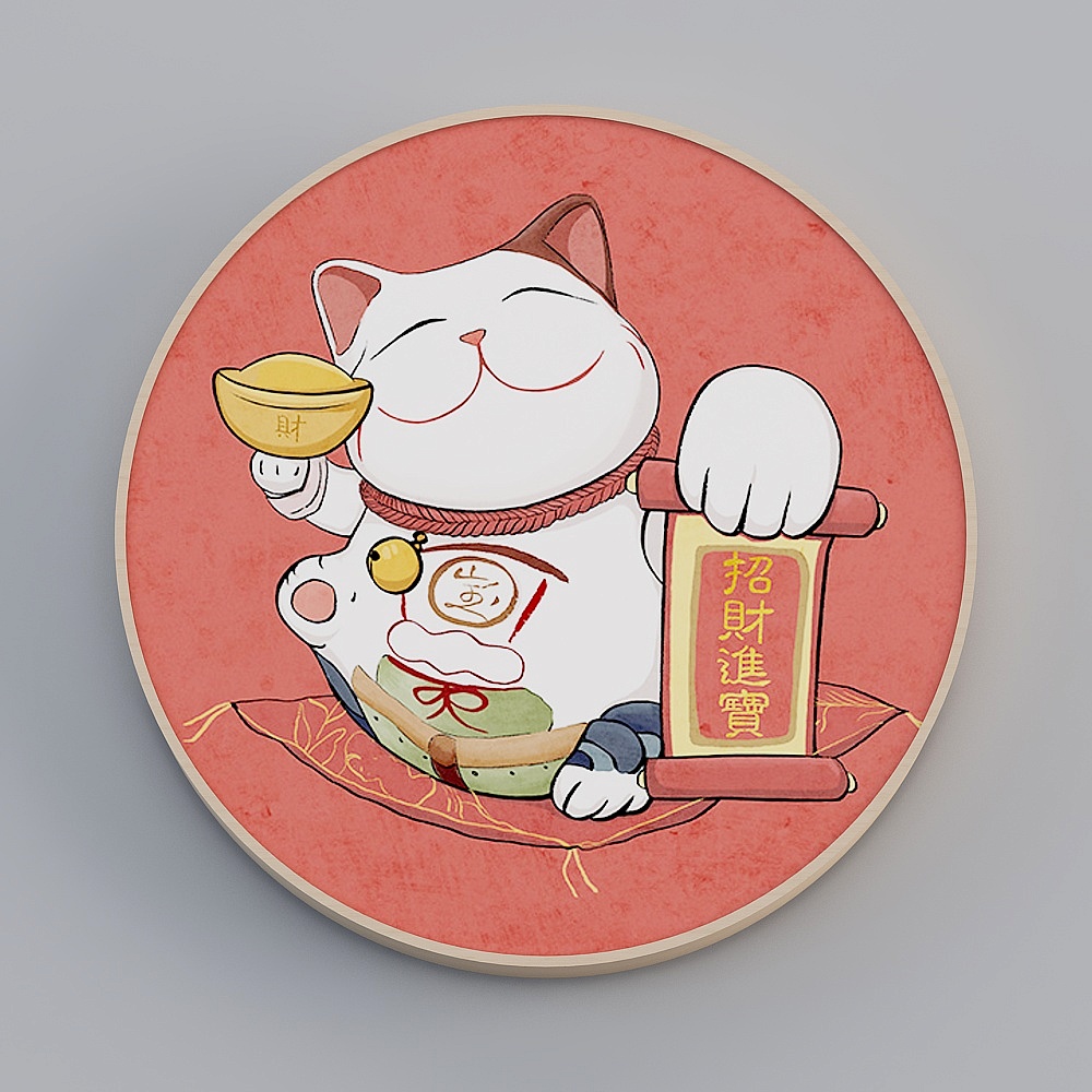 海龙红-现代风-玄关卧室餐厅装饰画-招财猫