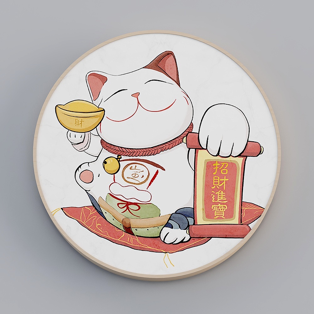 海龙红-现代风-玄关卧室餐厅装饰画-招财猫