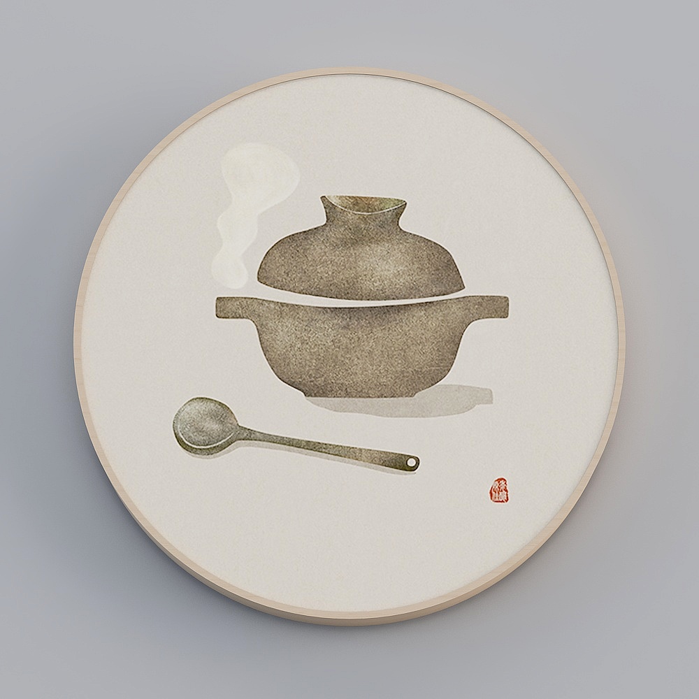 海龙红-现代风-圆形装饰画-人生有味