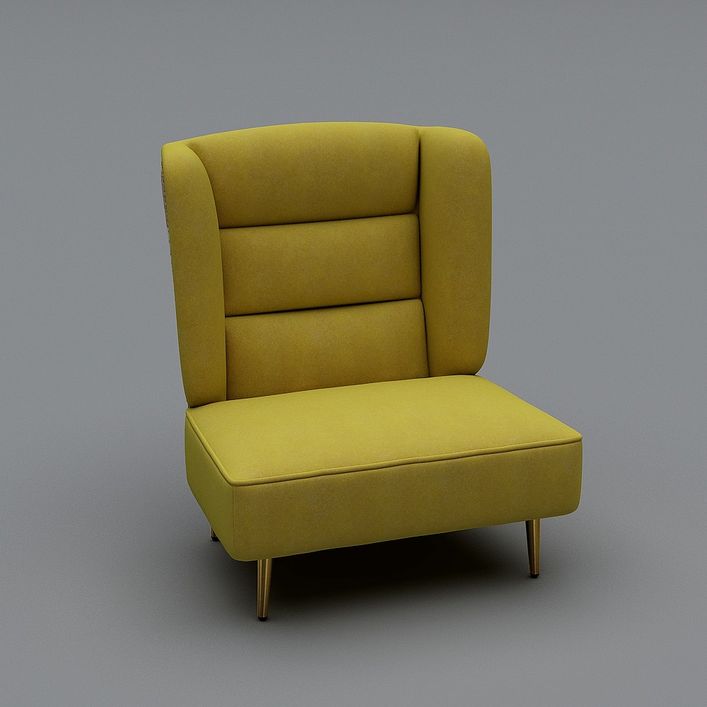 优佳-意式极简-F032A黄色-休闲椅3D模型