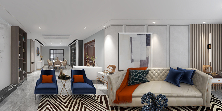 华宁装饰设计师李为-中节能142.8㎡轻奢风格-装修设计方案