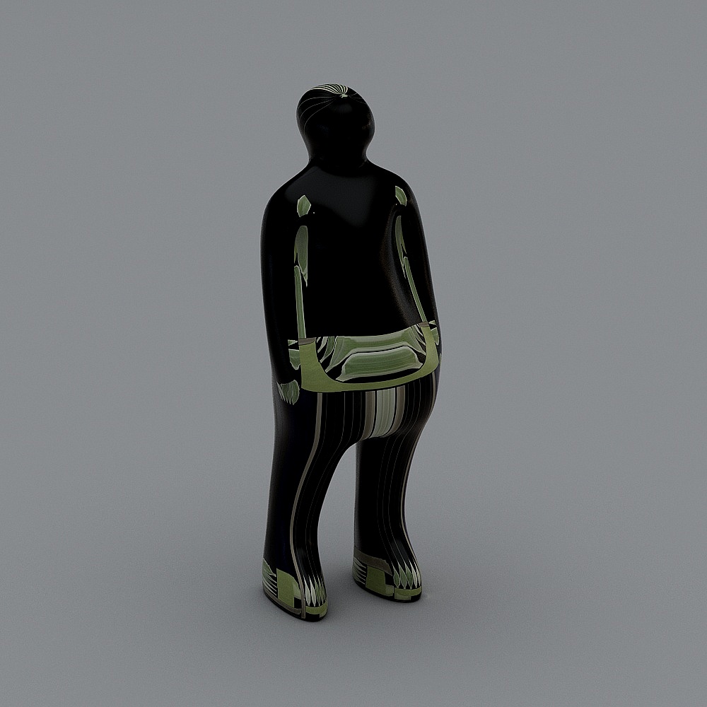 简欧轻奢别墅客厅餐厅-人物雕塑3D模型
