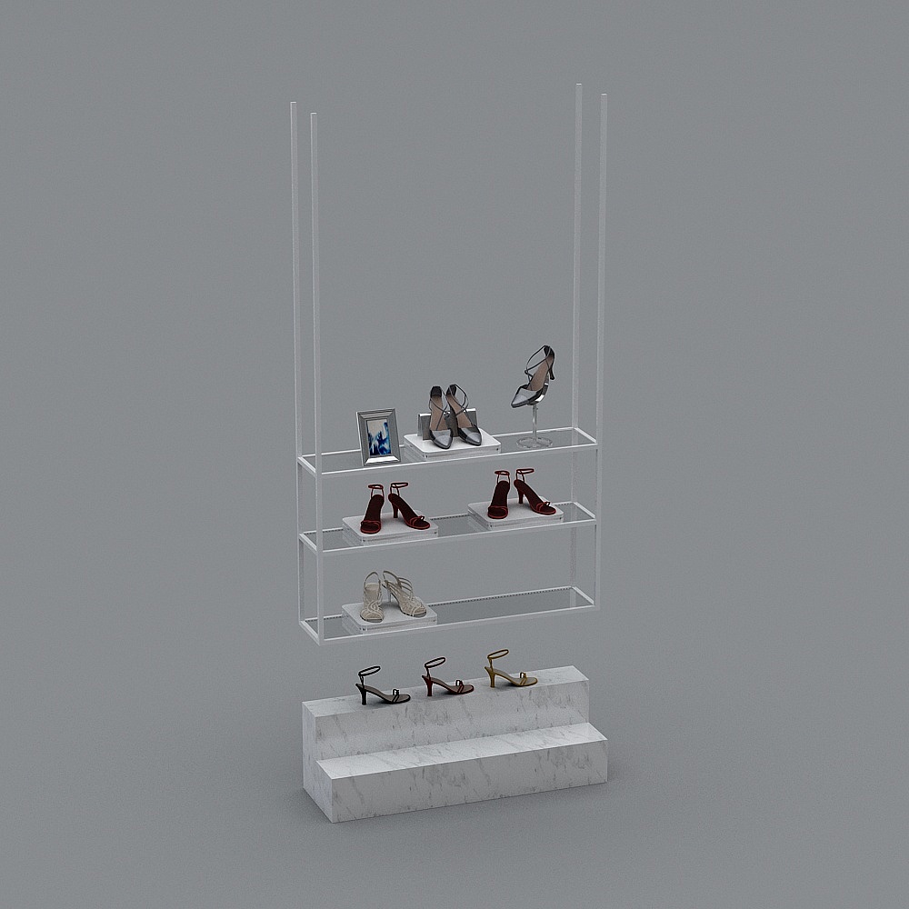 现代女鞋店展示架 展示台3D模型