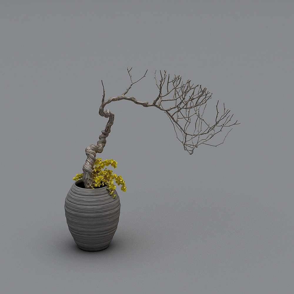 新中式前台-创意植物3D模型