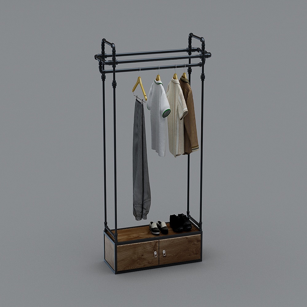 工业风loft服装店-展示架3D模型