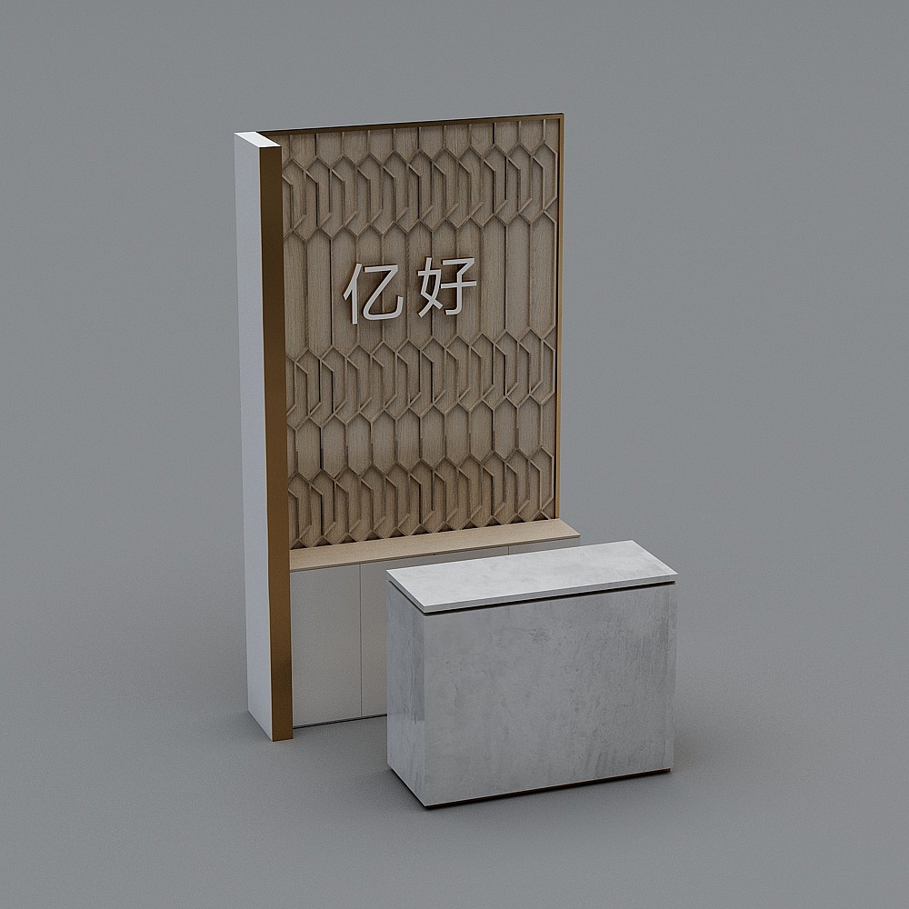 现代女鞋店2-形象墙 前台3D模型