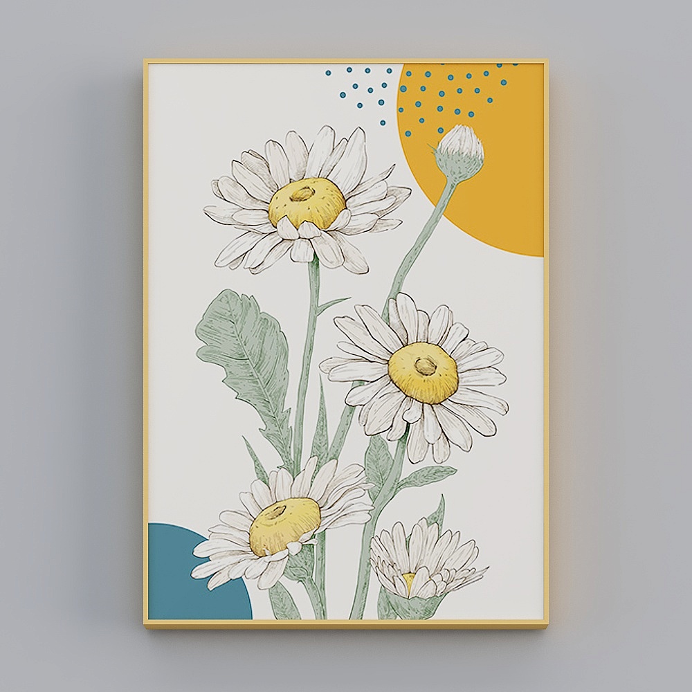 快乐工坊-现代风-客厅卧室玄关装饰画-向阳雏菊3D模型