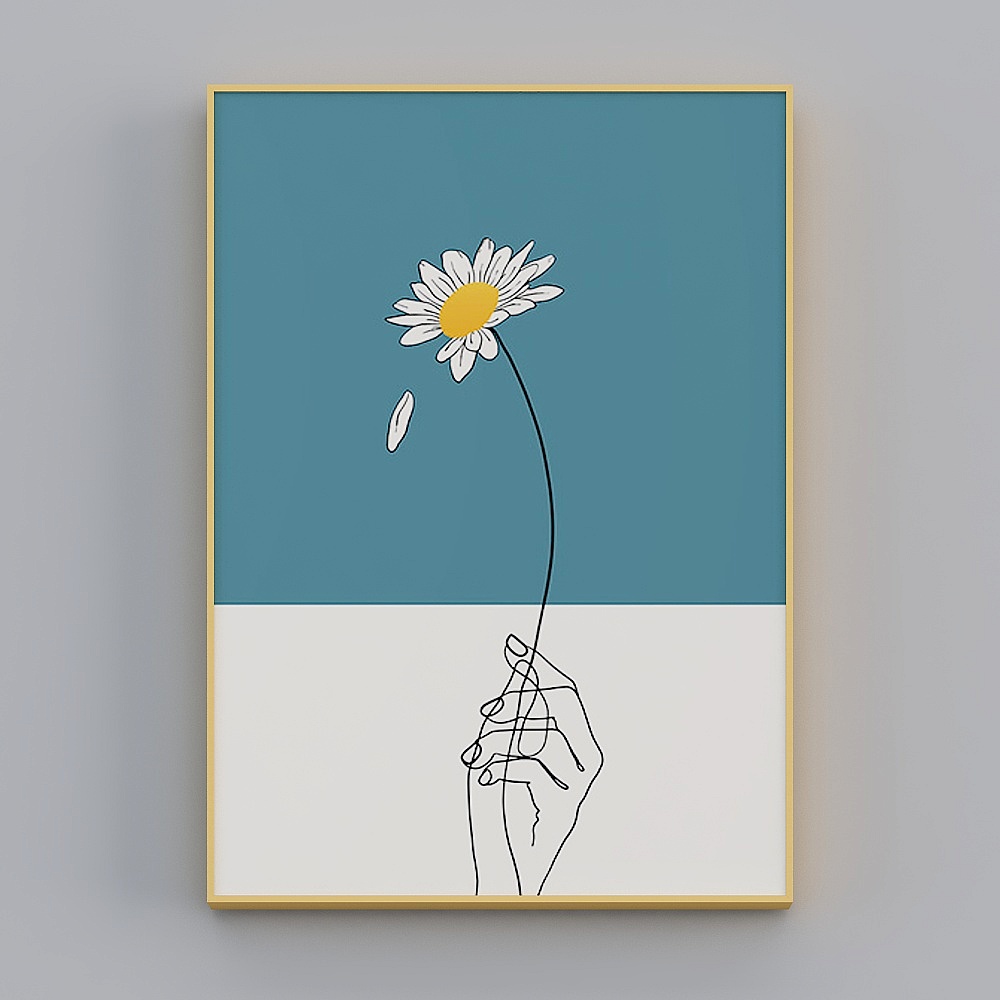 快乐工坊-现代风-客厅卧室玄关装饰画-向阳雏菊3D模型