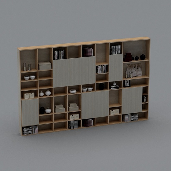 Modern Office Display Cabinet 3D Model in Black