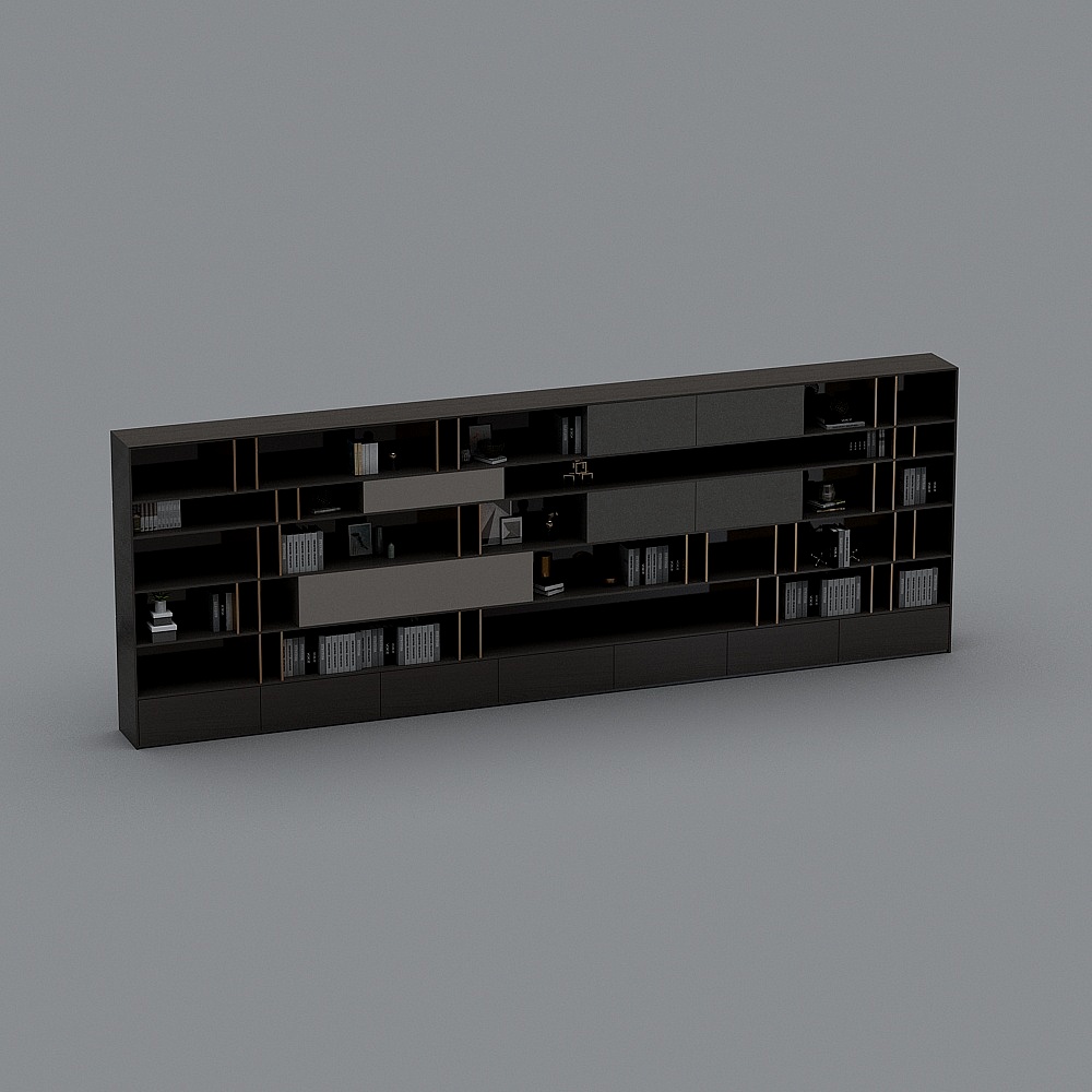 现代办公室-墙体展示柜-83D模型
