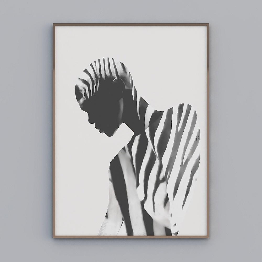 现代骏马雕塑-背景画3D模型