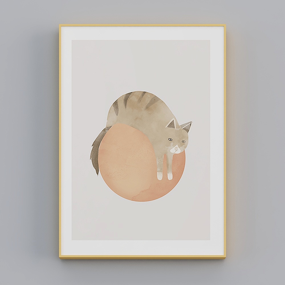 快乐工坊-现代风-客厅卧室餐厅装饰画-悠然与猫安夏