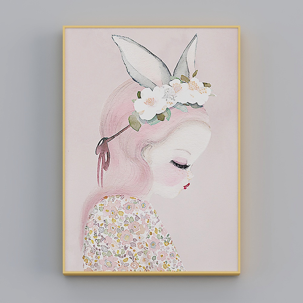 快乐工坊-现代风-儿童房装饰画-粉色梦幻女孩