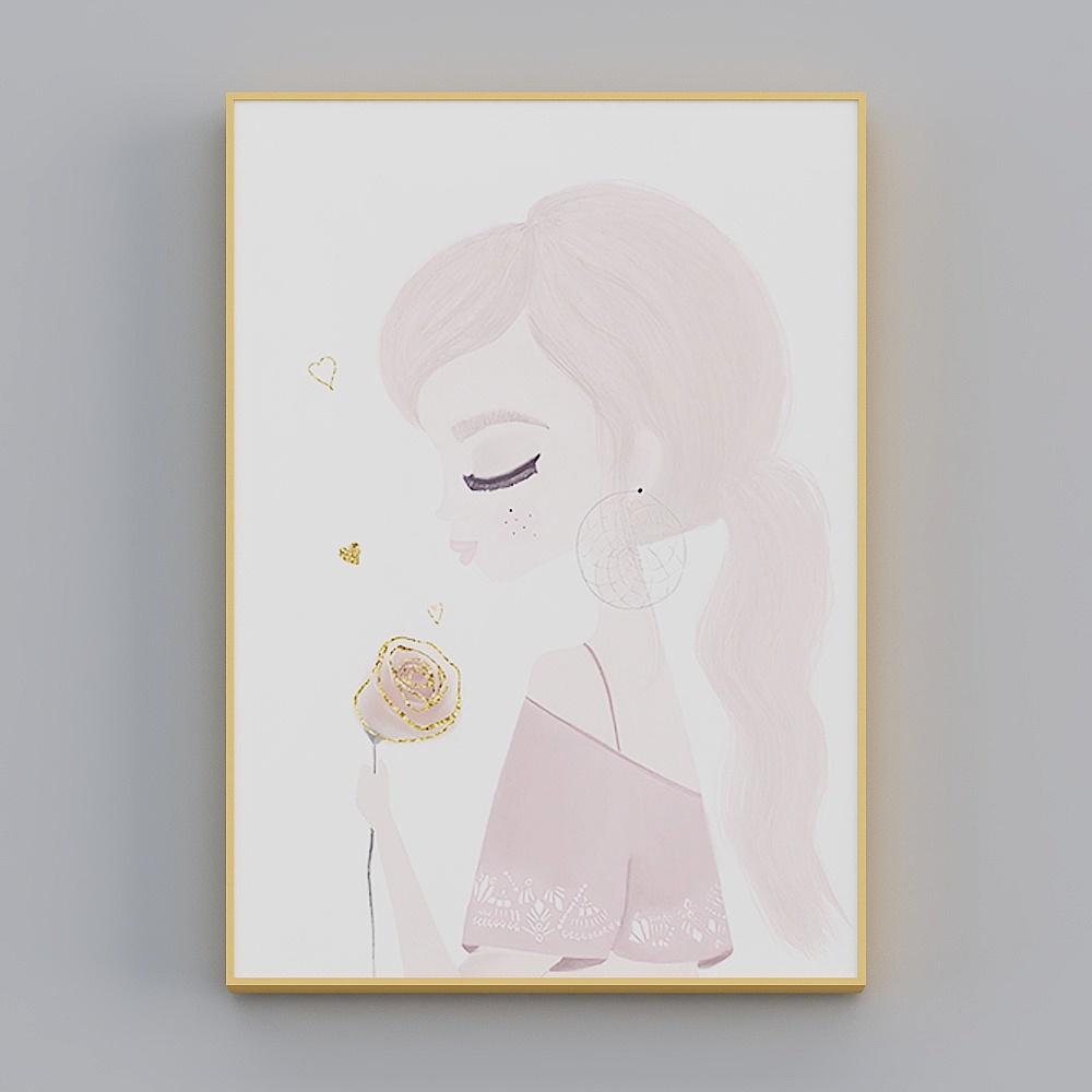 快乐工坊-现代风-儿童房装饰画-粉色梦幻女孩