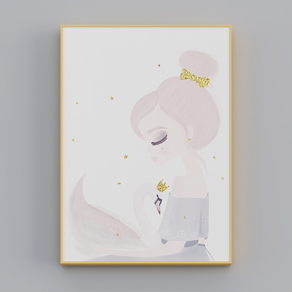 快乐工坊-现代风-儿童房装饰画-粉色梦幻女孩3D模型