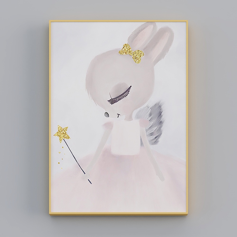 快乐工坊-现代风-儿童房装饰画-粉色梦幻女孩3D模型