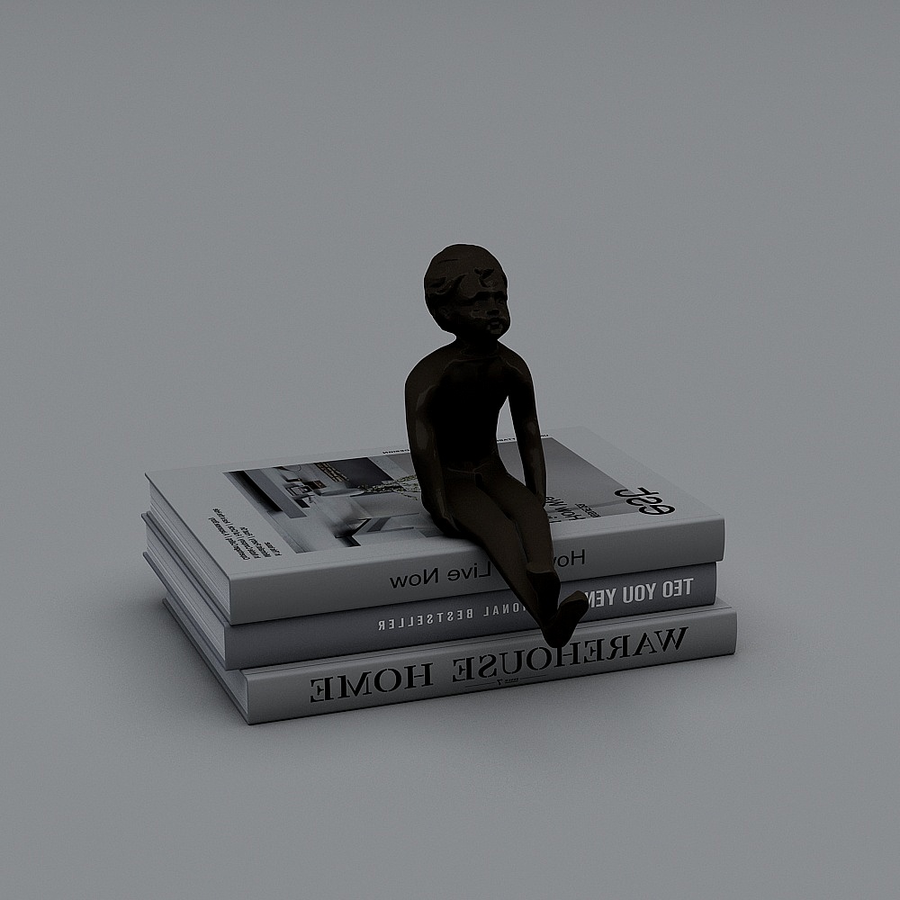 现代书房-人物摆件3D模型