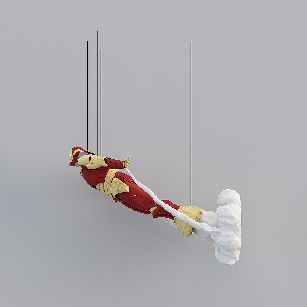 现代钢铁侠主题电竞酒店客房-挂件式超人3D模型