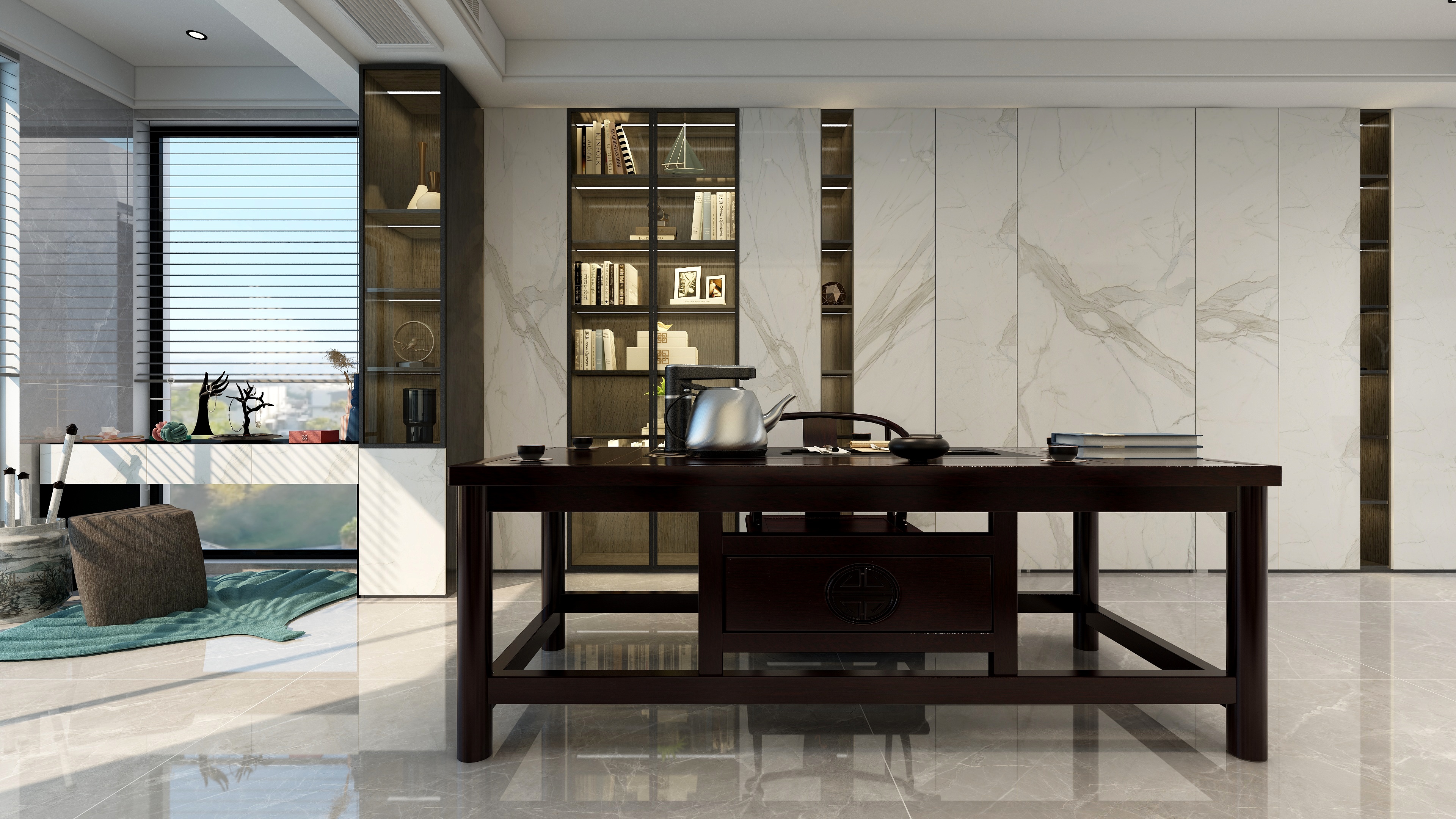 王瑛-中式韵味的现代极简空间装修效果图