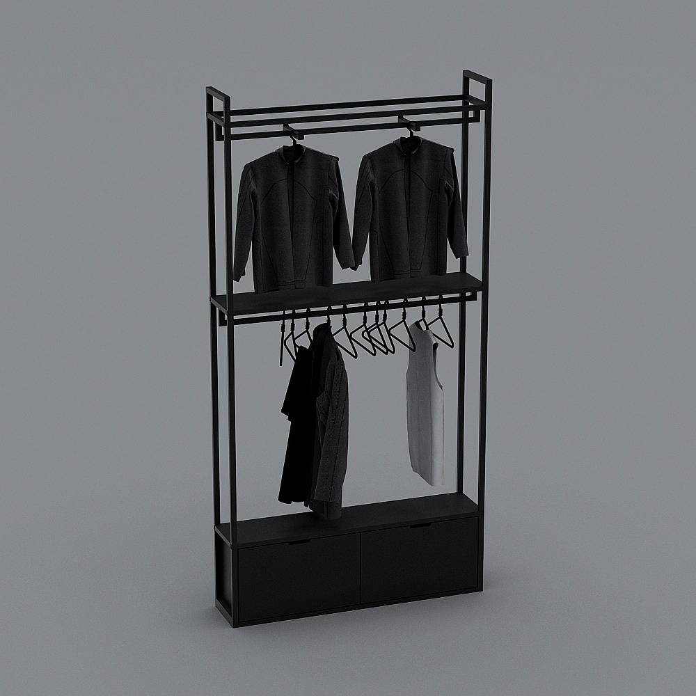 工业风服装店展架3D模型