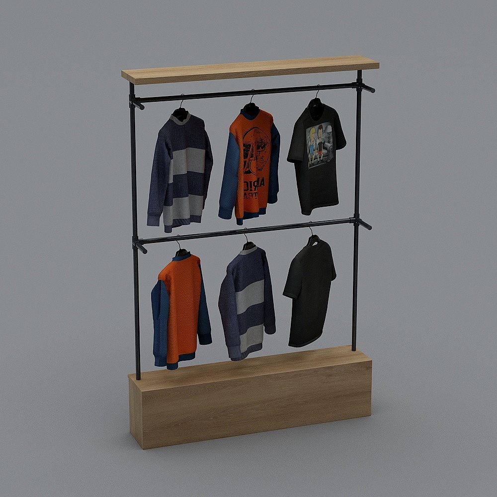 工业风服装店储物柜3D模型
