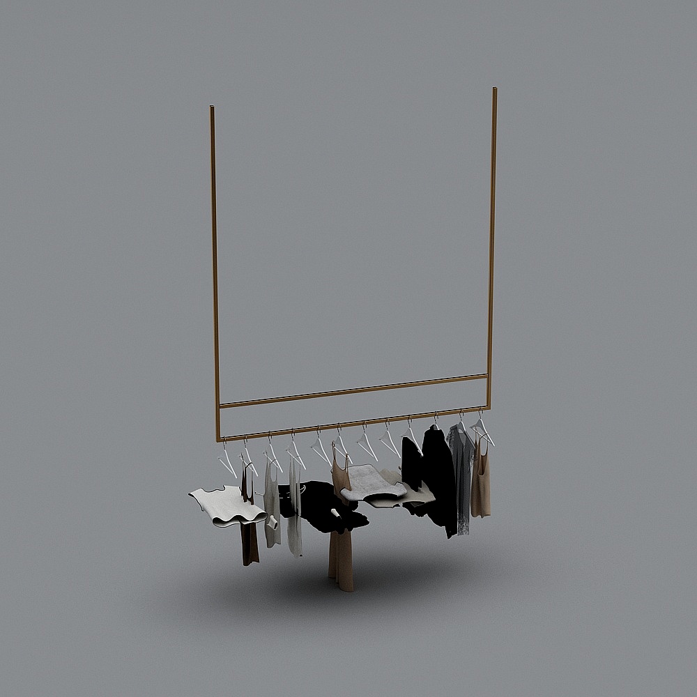 现代简约时尚服装店-展架3D模型