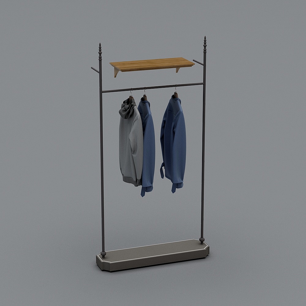 现代简约复古工业服装店卖场-展示架