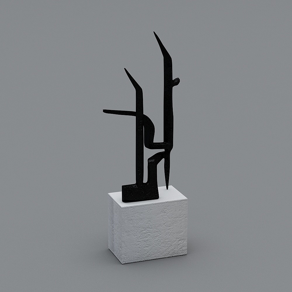 现代金属雕塑摆饰品3D模型