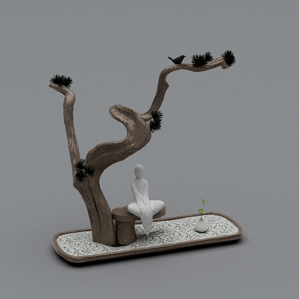 新中式别墅客厅餐厅-茶几摆设品