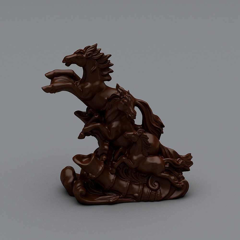 新中式奔马雕塑摆件3D模型