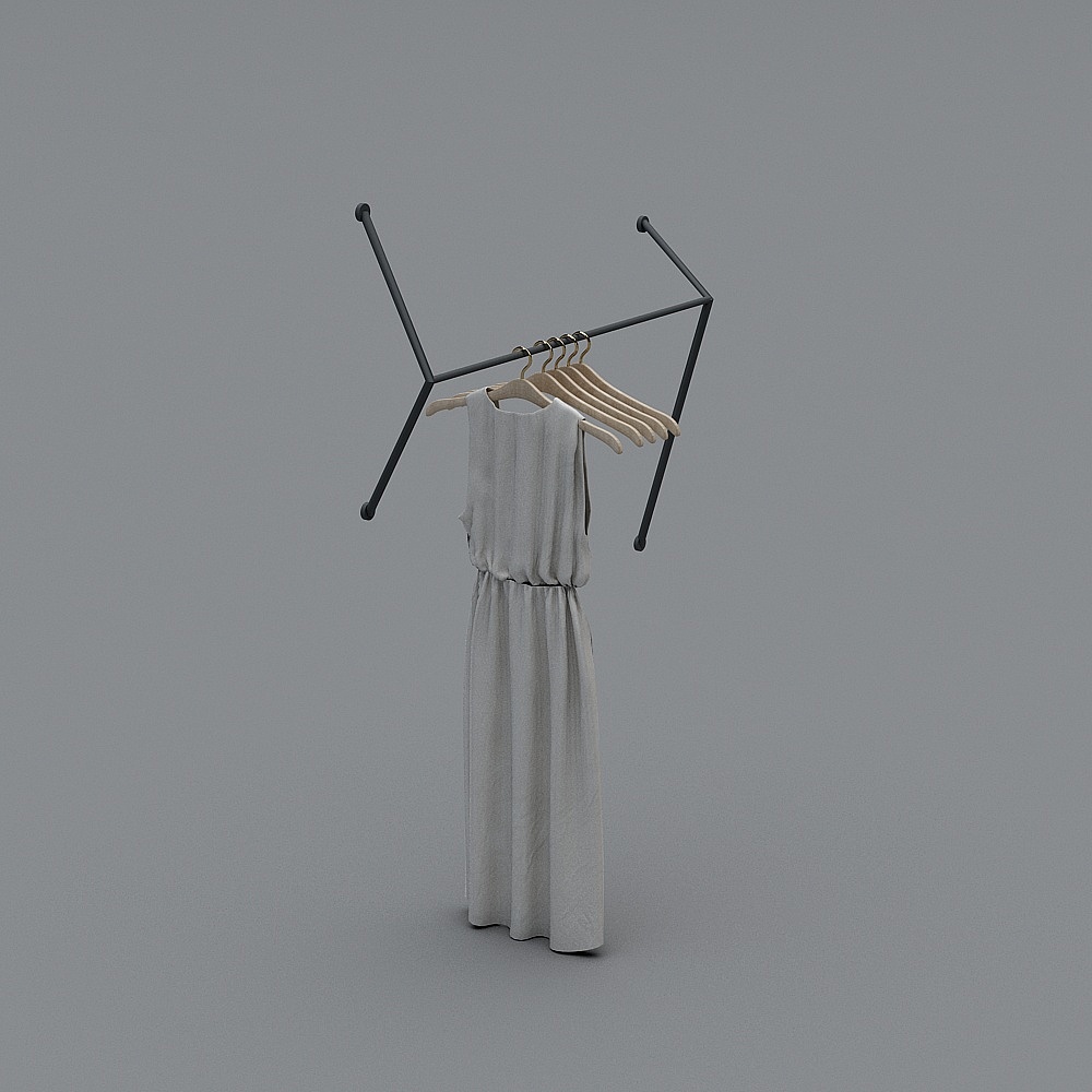 现代服装店-展示架3D模型