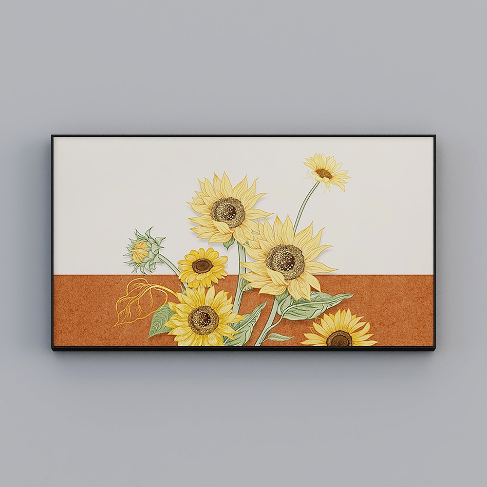 快乐工坊-现代风-客厅卧室餐厅装饰画-向阳花开3D模型